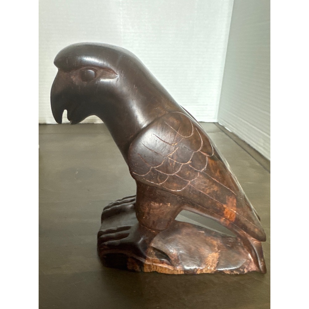Vintage Hand Carved Ironwood Parrot Sculpture Bird Figurine Mexico Folk Art 6.5"